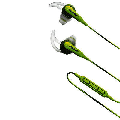 Bose® SoundSport™ Sweat & Weather-Resistant In-Ear Headphones With 3-Button In-Line Remote and Carry Case For iOS Devices Energy Green
